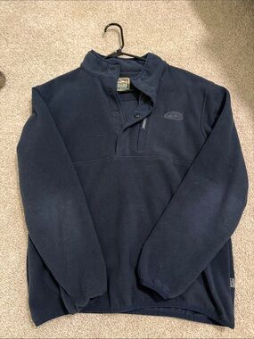 Drake Navy Blue Snap-Quarter Fleece Pullover Sweatshirt